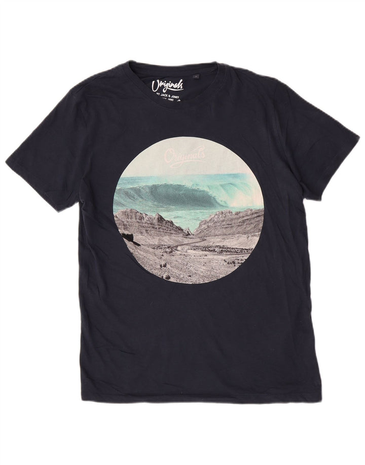 Jack & Jones Herre Regular Grafisk T-Shirt Top Medium Navy Blue Nature