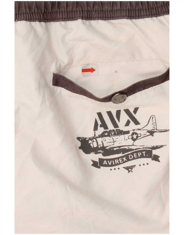 AVIREX Mens Graphic Swimming Shorts XL White Polyester