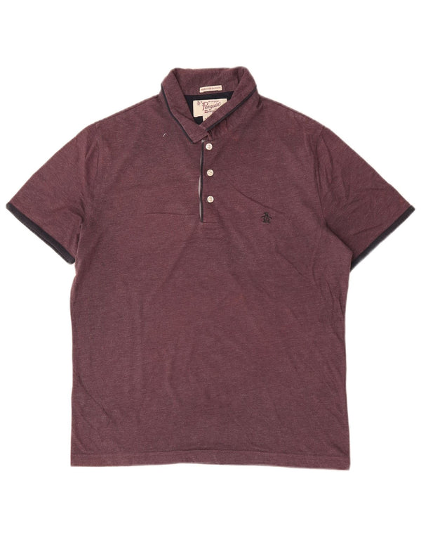 Penguin Mens Heritage Slim Fit Polo Shirt Medium Burgundy Cotton