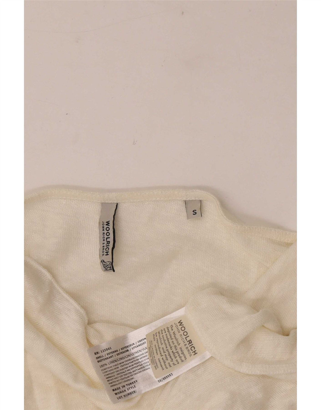 Woolrich Womens 3/4 ærmet oversized off Shoulder Top UK 10 Small White