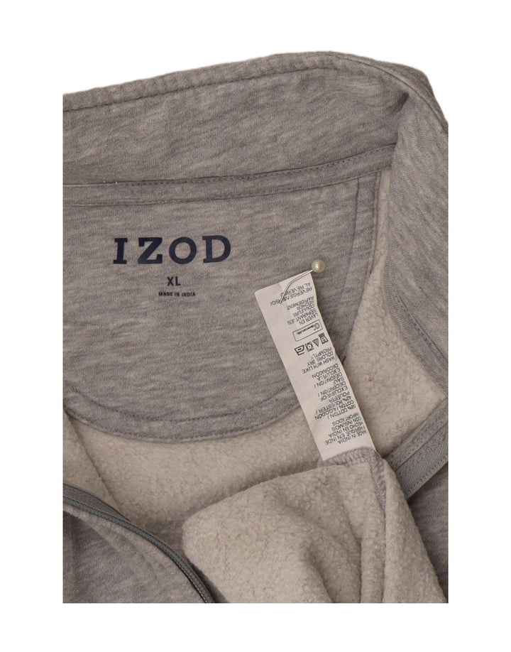 IZOD Mens Zip Neck Sweatshirt Jumper XL Grey Cotton Vintage Izod and Second-Hand Izod from Messina Hembry 