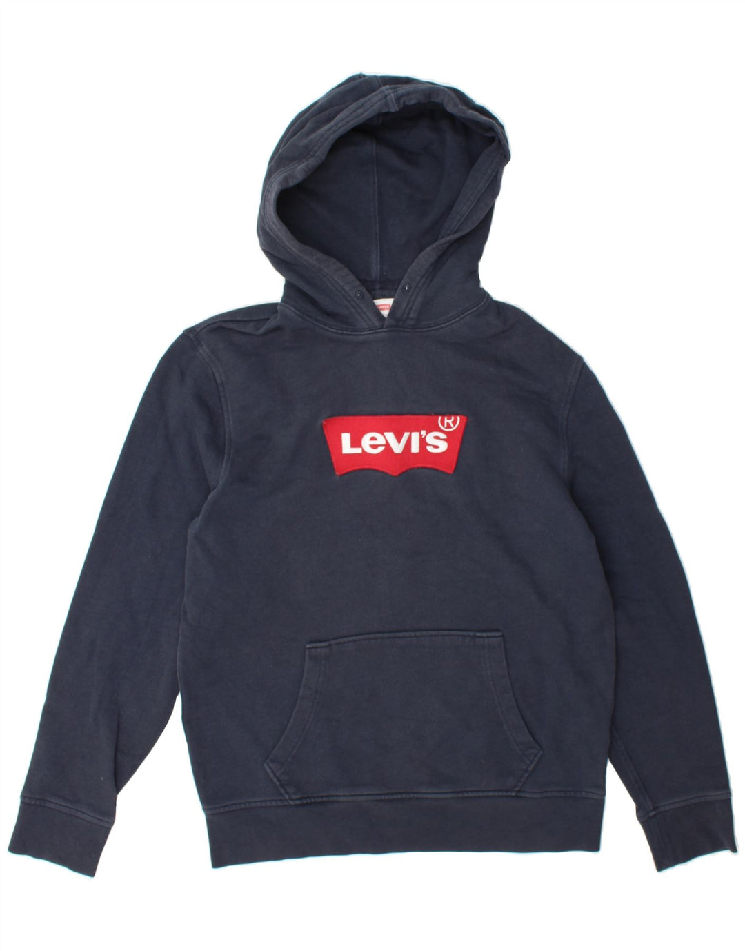 LEVI'S Mens Graphic Hoodie Jumper Medium Navy Blue Cotton Vintage Levi's and Second-Hand Levi's from Messina Hembry 
