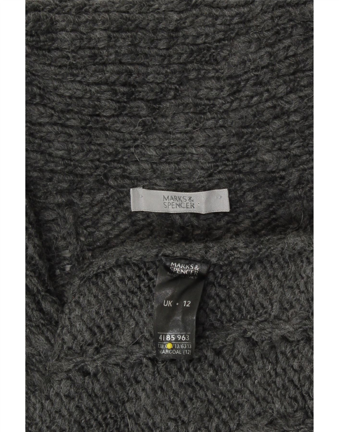 Marks & Spencer Womens Longline Cardigan Sweater UK 12 Medium Grey Acrylic