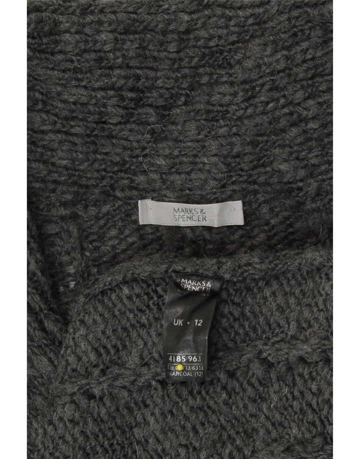 Marks & Spencer Womens Longline Cardigan Sweater UK 12 Medium Grey Acrylic