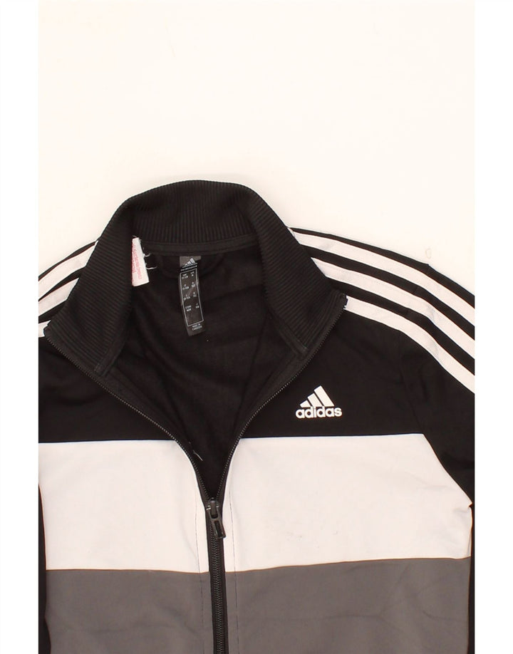 ADIDAS Boys Tracksuit Top Jacket 11-12 Years Black Colourblock Polyester Vintage Adidas and Second-Hand Adidas from Messina Hembry 