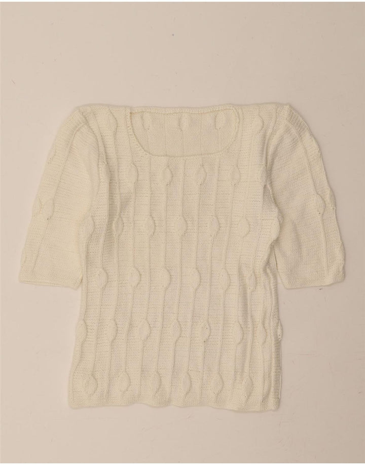 VINTAGE Womens Knit Blouse Top UK 10 Small White Vintage Vintage and Second-Hand Vintage from Messina Hembry 