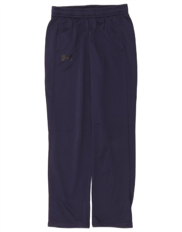 UNDER ARMOUR Boys Tracksuit Trousers 9-10 Years Medium Navy Blue Polyester