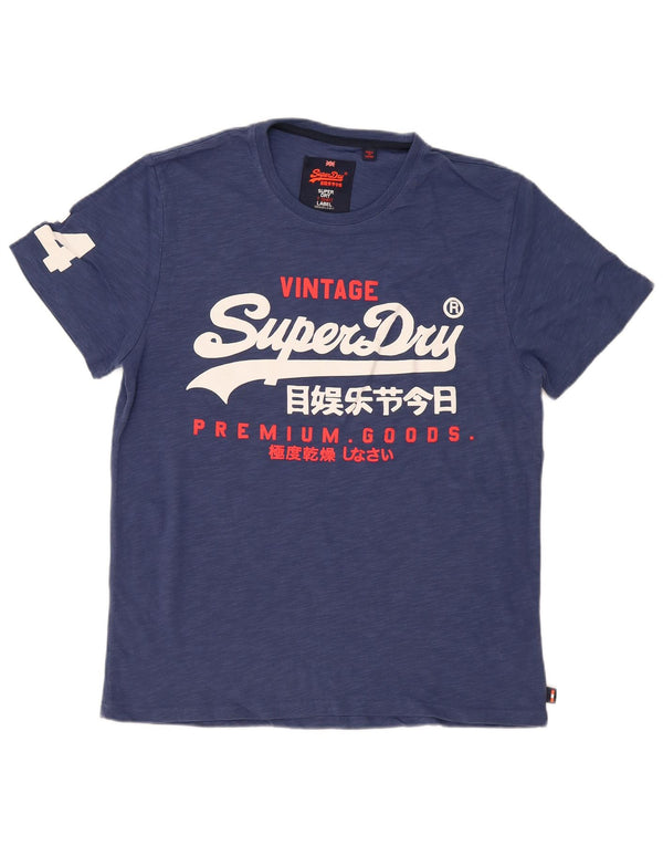 Superdry Grafisk T-shirt top til mænd 2XL blå bomuld