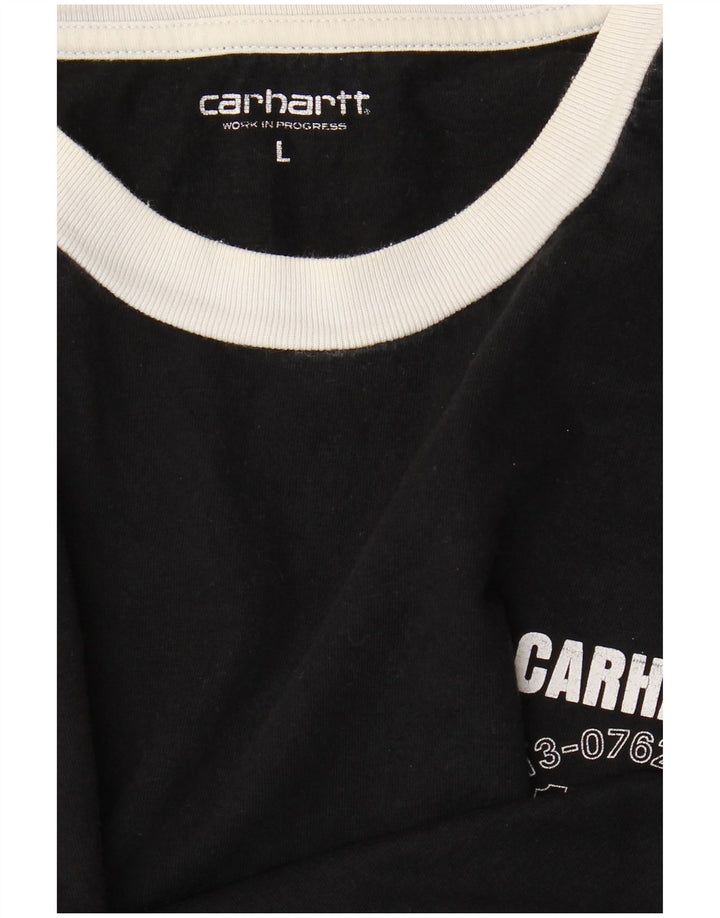 CARHARTT Mens Graphic Top Long Sleeve Large Black Striped