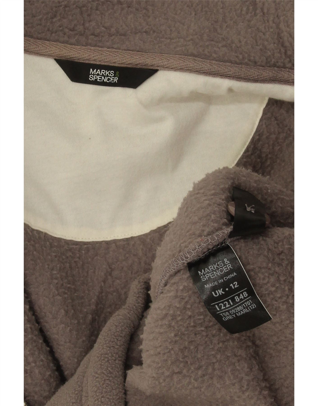 Marks & Spencer Womens Oversized Fleece Jacket UK 12 Medium Grey Polyester