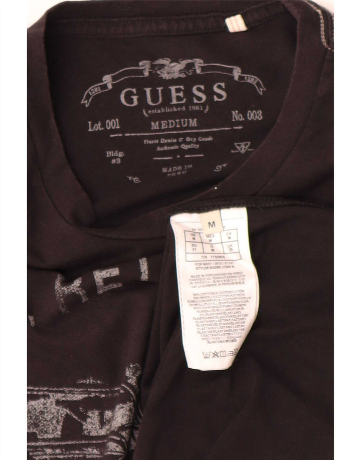 Guess Homme Regular Graphic T-Shirt Top Noir Moyen Coton