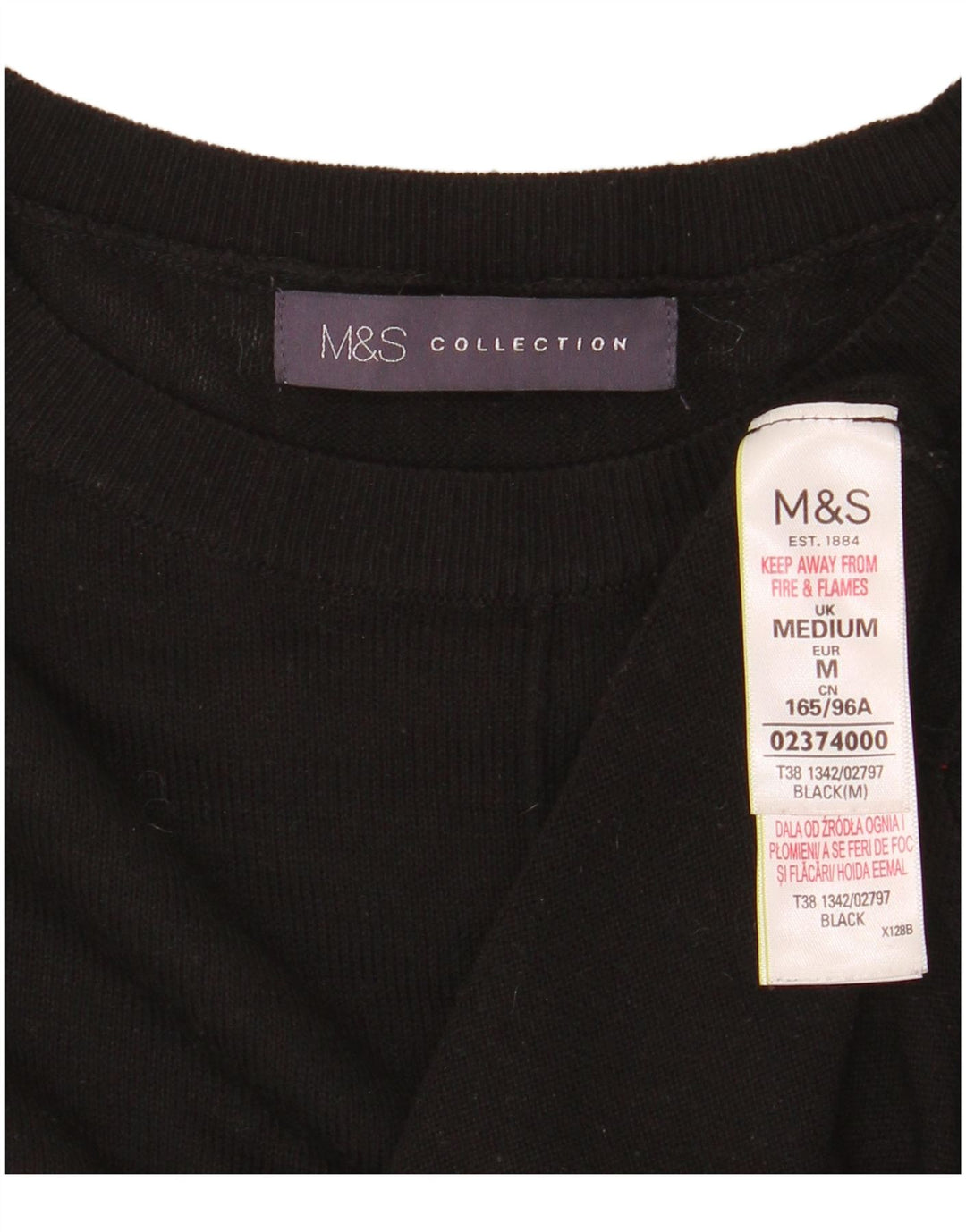 Marks & Spencer Womens Crew Neck Jumper Sweater UK 14 Medium Black