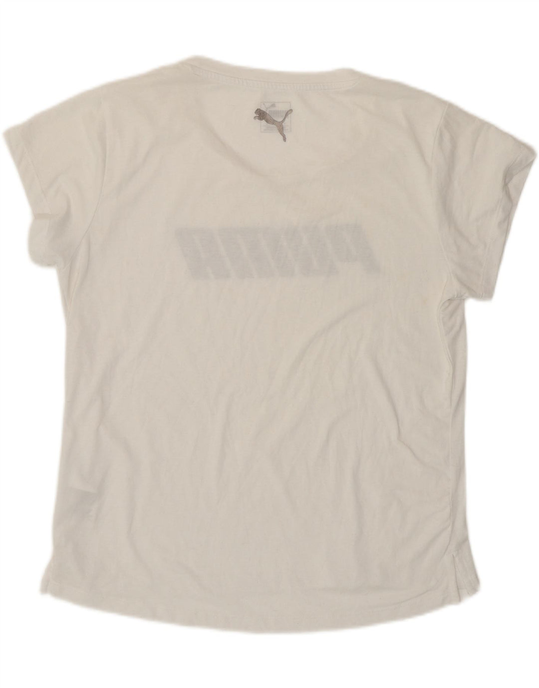 PUMA Womens Graphic T-Shirt Top UK 14 Medium White Polyester Vintage Puma and Second-Hand Puma from Messina Hembry 