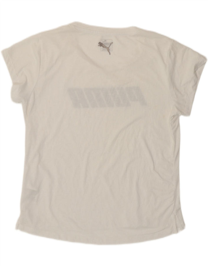 PUMA Womens Graphic T-Shirt Top UK 14 Medium White Polyester Vintage Puma and Second-Hand Puma from Messina Hembry 