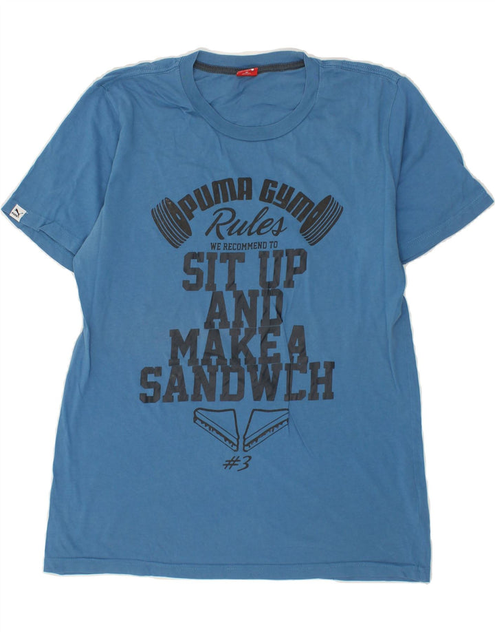 PUMA Mens Graphic T-Shirt Top Medium Blue Cotton Vintage Puma and Second-Hand Puma from Messina Hembry 