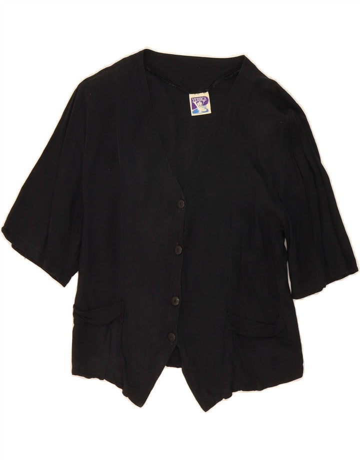 YESSICA Womens Short Sleeve Shirt Blouse EU 40 Medium Black Viscose Vintage Yessica and Second-Hand Yessica from Messina Hembry 