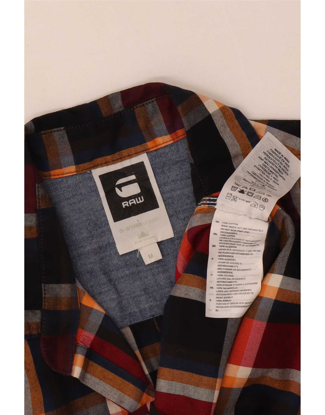 Camisa masculina de flanela G-Star média de algodão xadrez multicolorido