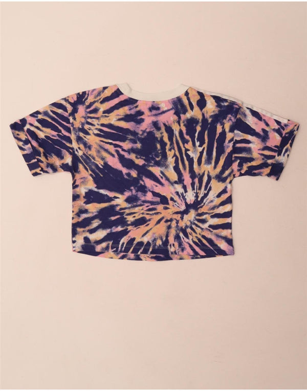 T-shirt grafica Adidas da donna corta Top UK 12 Medium multicolore Tie Dye