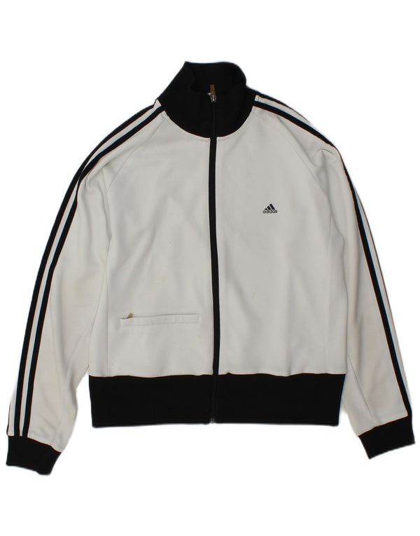 Adidas Womens Tracksuit Top Jacket UK 18 XL White Colourblock Polyester