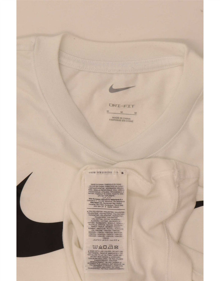 T-shirt grafica Nike Dri Fit da uomo, parte superiore in poliestere bianco medio