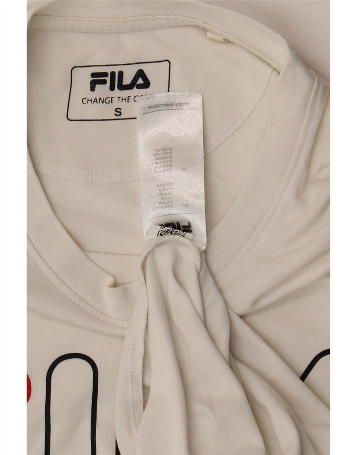 FILA Mens Graphic T-Shirt Top Small White Cotton Vintage Fila and Second-Hand Fila from Messina Hembry 