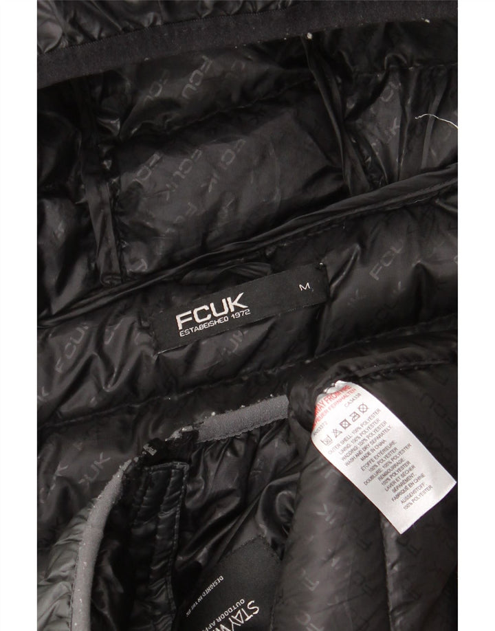 Giacca imbottita con cappuccio da uomo Fcuk UK 38 Poliestere color block medio nero