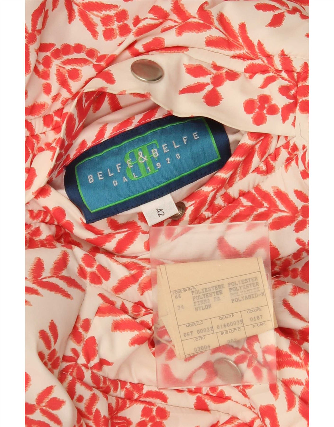 Belfe & Femme Veste réversible à capuche surdimensionnée IT 42 Rouge moyen floral