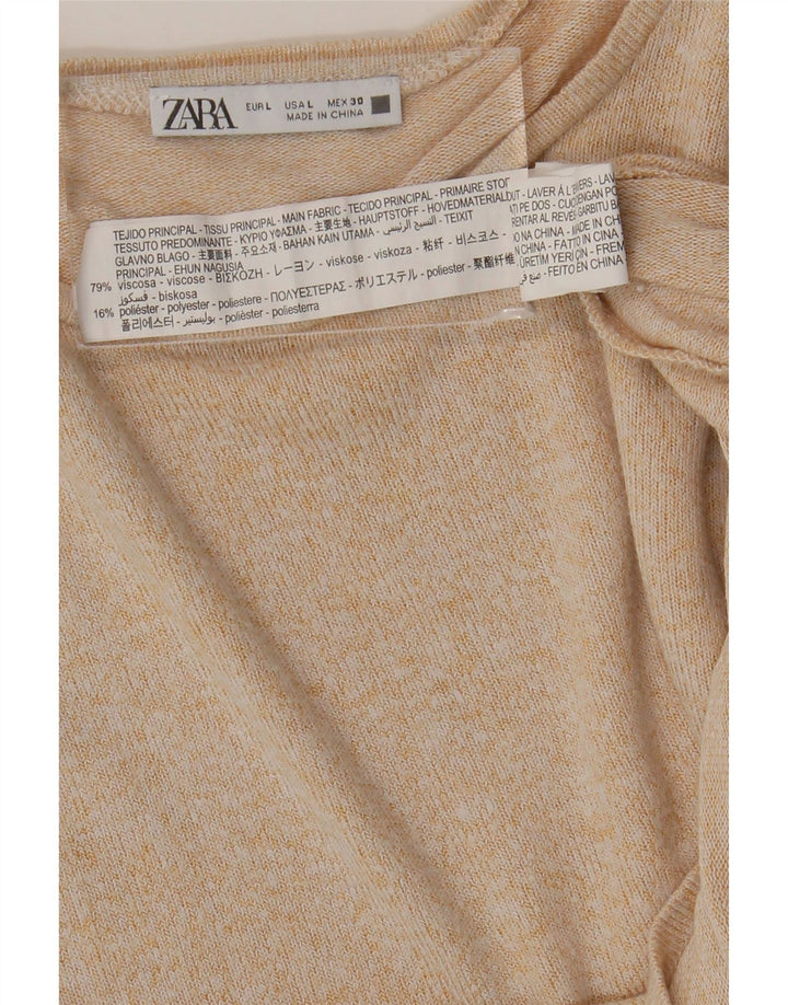Top Blusa Donna Zara UK 14 Large Beige Viscosa