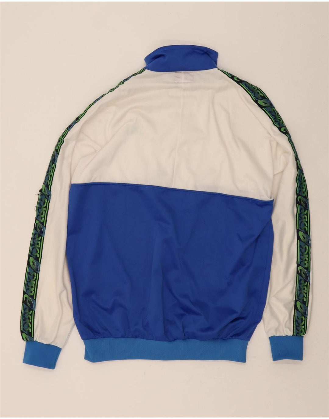 ASICS Mens Graphic Tracksuit Top Jacket XL Blue Colourblock Polyester Vintage Asics and Second-Hand Asics from Messina Hembry 