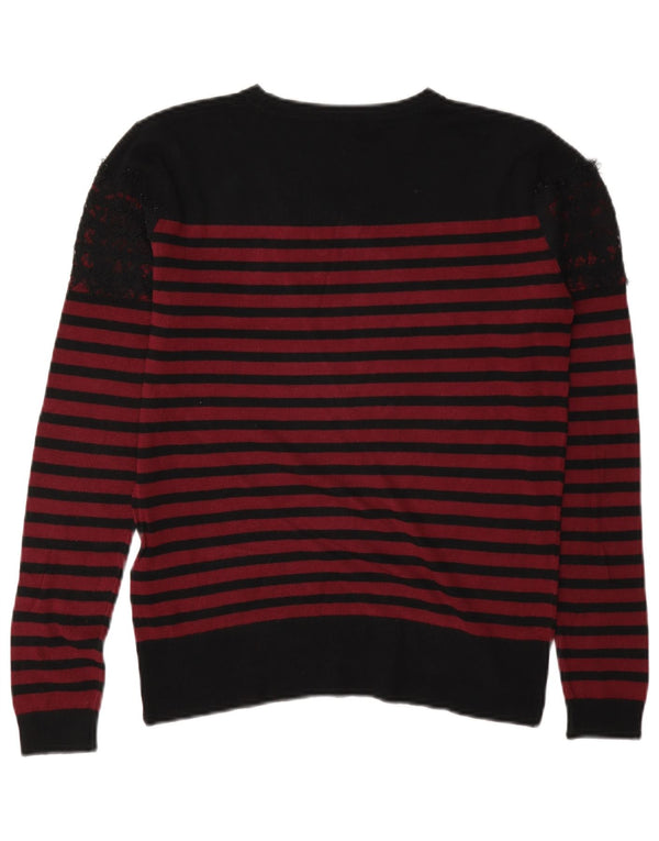 Maglione maglione girocollo da donna Warehouse UK 8 piccolo in viscosa a righe nere