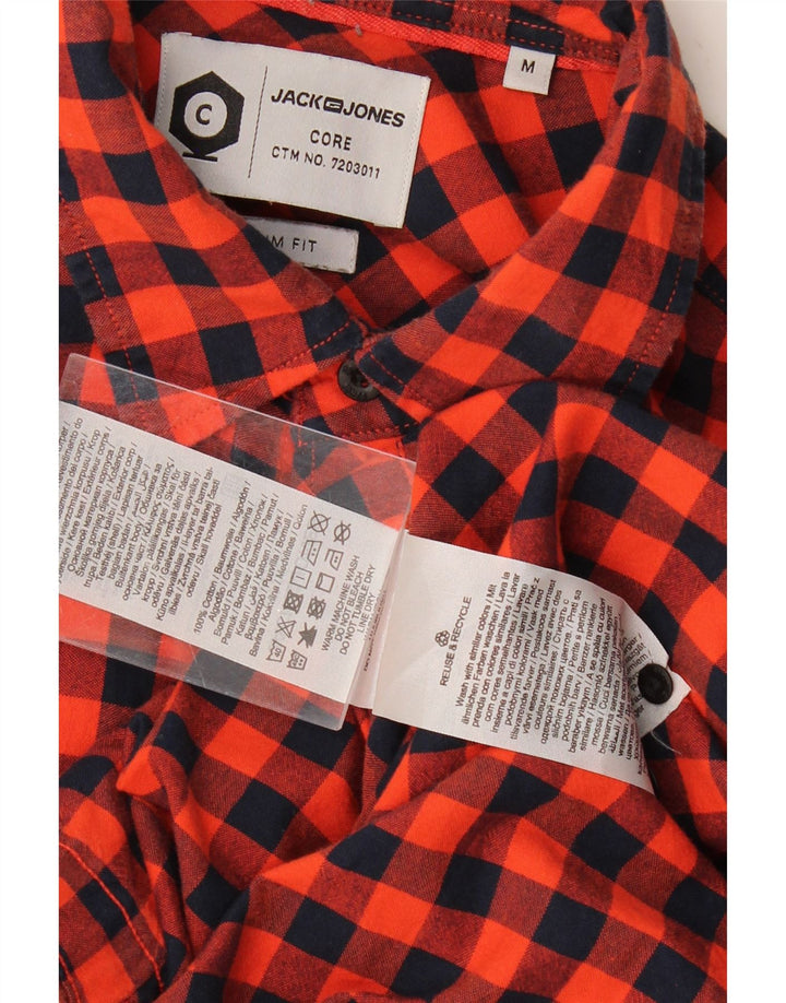 JACK & JONES Mens Core Slim Fit Shirt Medium Red Check Cotton
