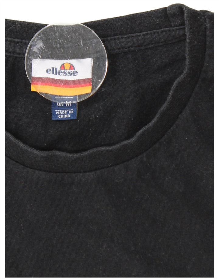ELLESSE Mens Graphic T-Shirt Top Medium Black Cotton