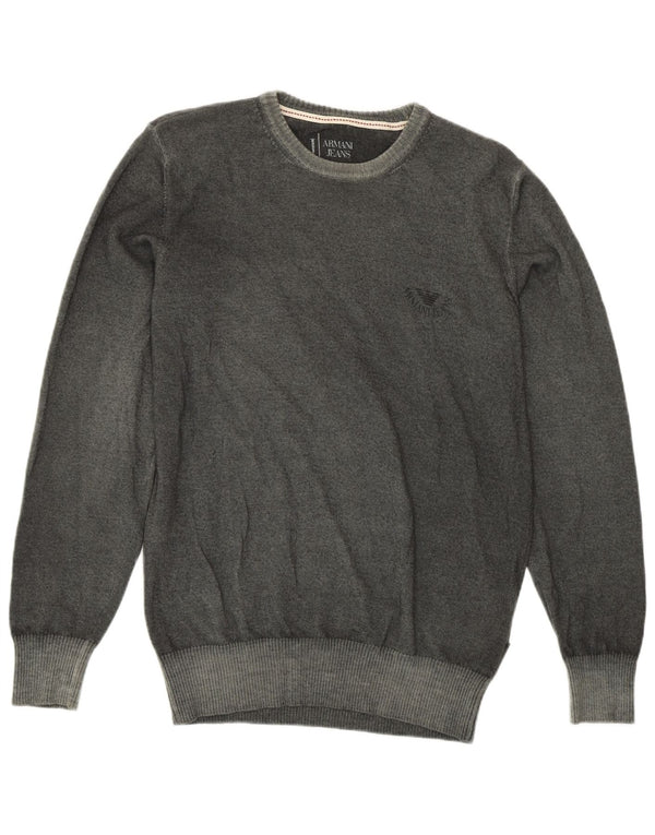 Armani Mens Crew Neck Jumper Sweater Medium Green New Wool