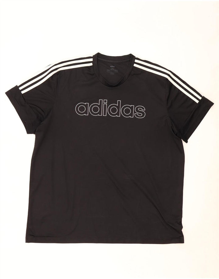 Adidas Mens Climalite Graphic T-Shirt Top 2XL Black Polyester