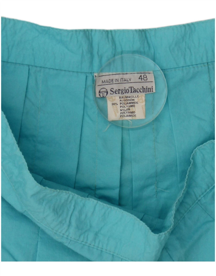 Sergio Tacchini Womens Pleated Mini Skirt W28 Medium Blue Cotton