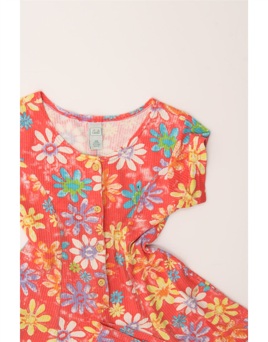 CANDA Girls Playsuit 10-11 Years Red Floral Polyester Vintage Canda and Second-Hand Canda from Messina Hembry 