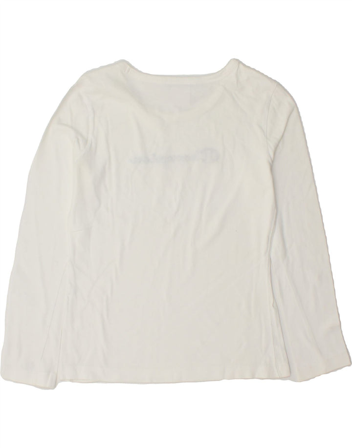 CHAMPION Womens Graphic Top Long Sleeve UK 10 Small White Vintage Champion and Second-Hand Champion from Messina Hembry 