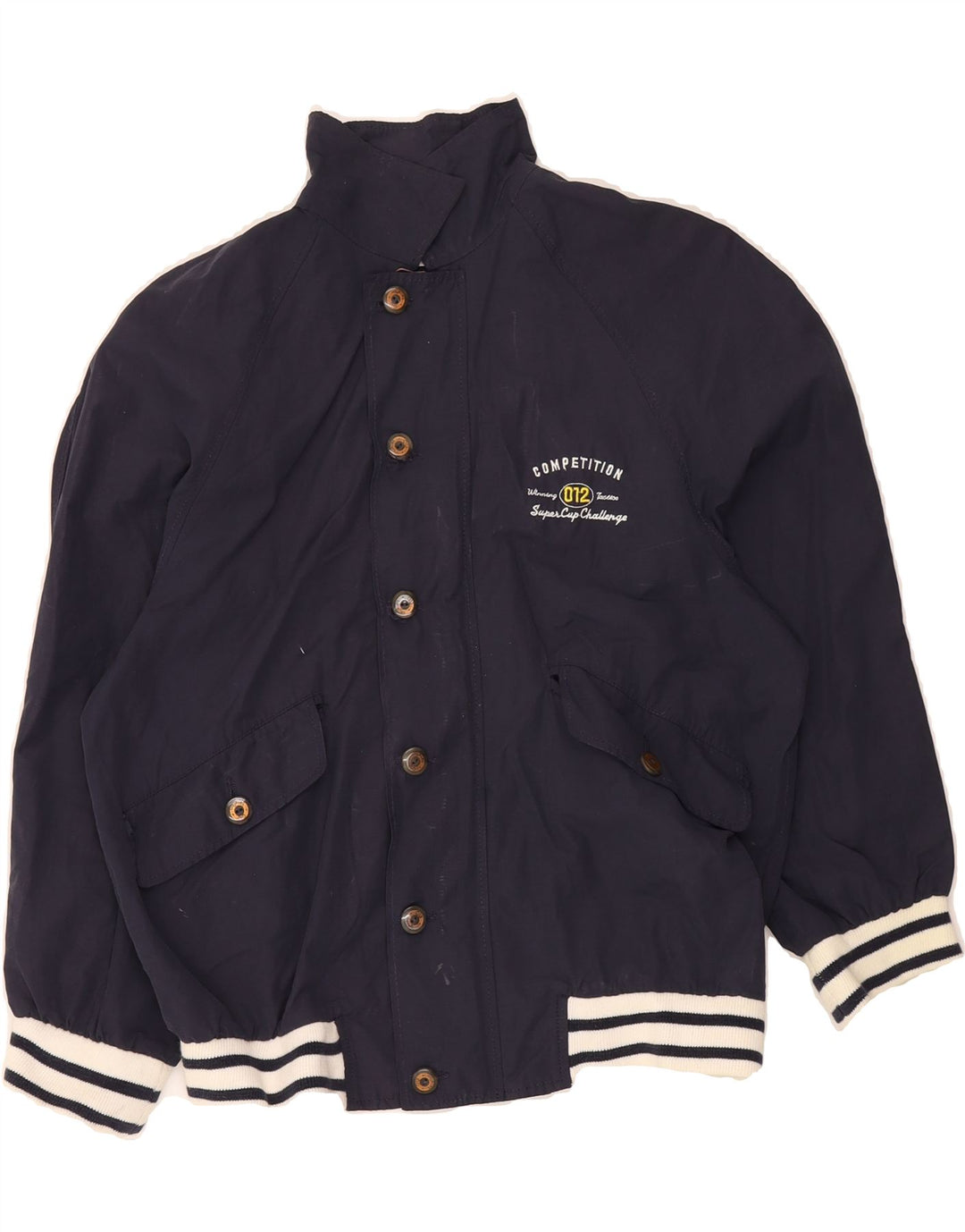 BENETTON Boys Graphic Bomber Jacket 14-15 Years Navy Blue Vintage Benetton and Second-Hand Benetton from Messina Hembry 