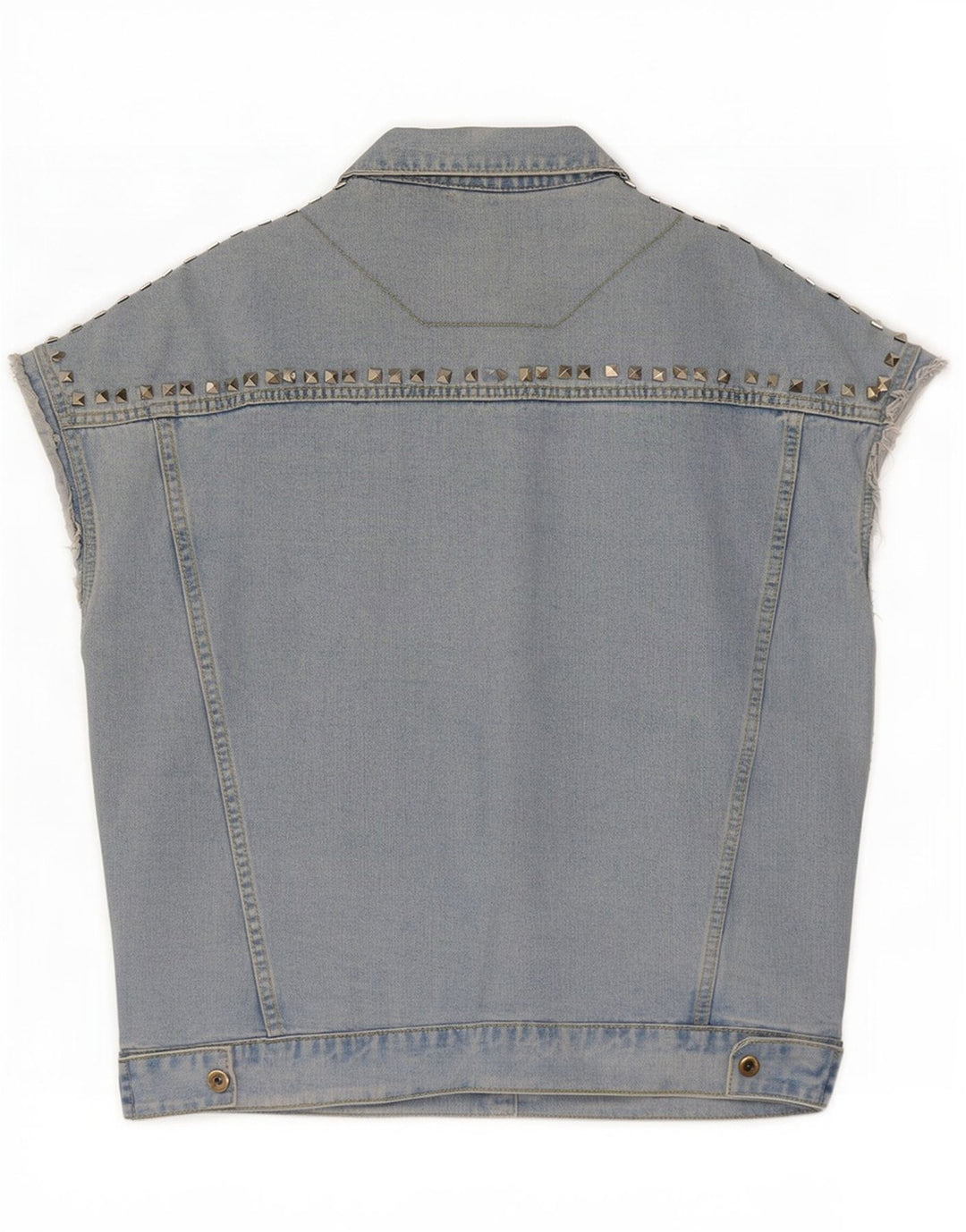 Vintage Womens Short Sleeve Denim Jacket UK 16 Large Blue