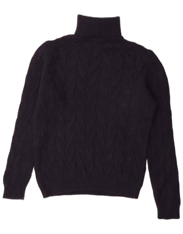 Massimo Dutti Mens Roll Neck Jumper Sweater Large Navy Blue Wool