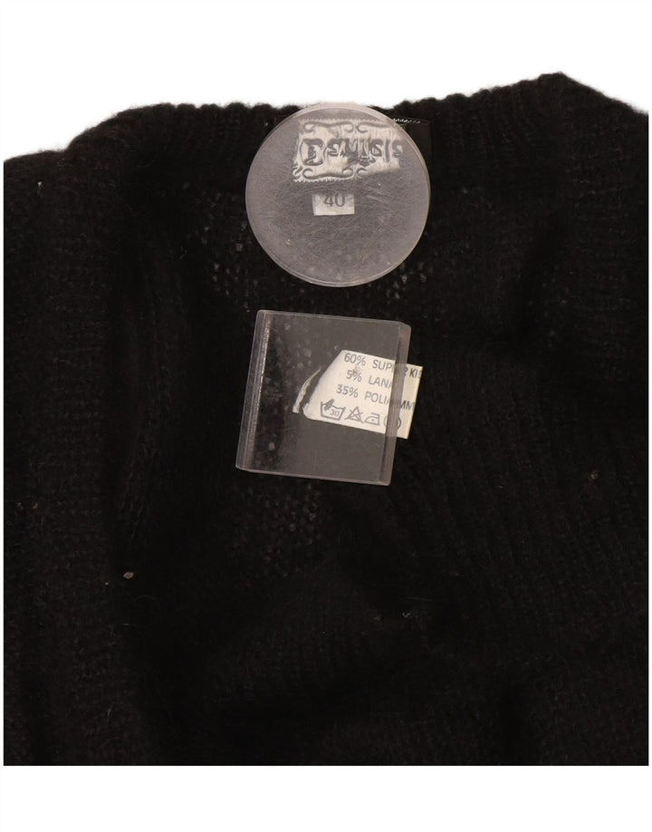 Vintage dame cardigan sweater EU 40 Medium Black Mohair
