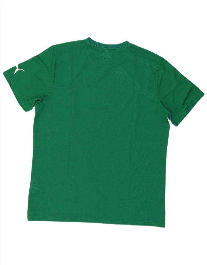 PUMA Mens T-Shirt Top Large Green Colourblock Polyester