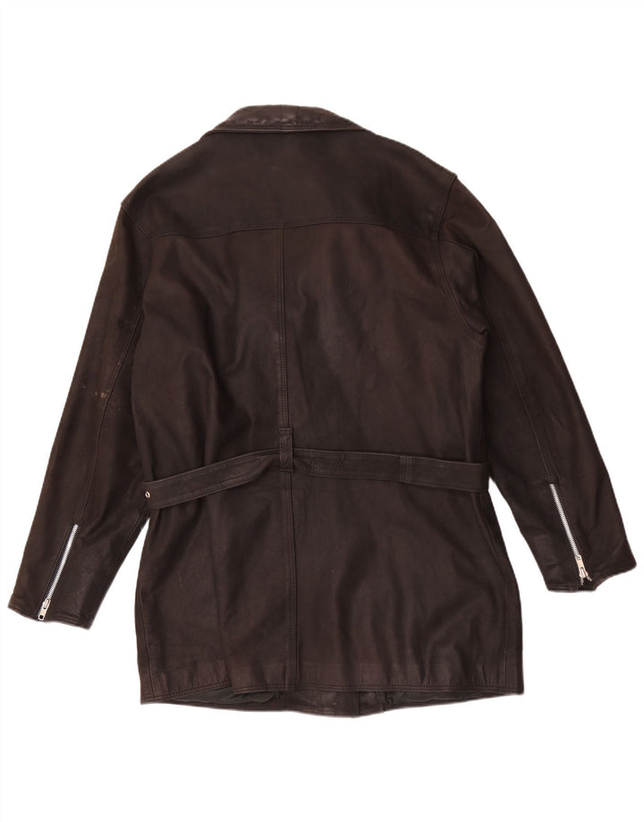 Vintage Womens Leather Jacket UK 20 2XL Brown