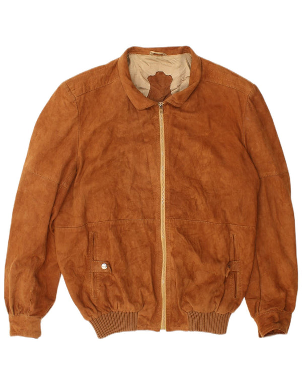 vintage Mens Suede Bomber Jacket UK 40 Grand Cuir Beige