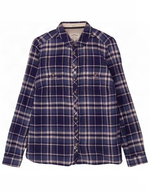 Camicia da donna dal taglio classico Fat Face UK 12 Cotone medio a quadri blu navy