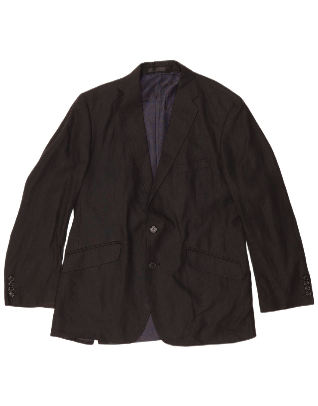 Marks & Spencer Mens 2 Button Blazer Jacket UK 38 Medium Black Linen