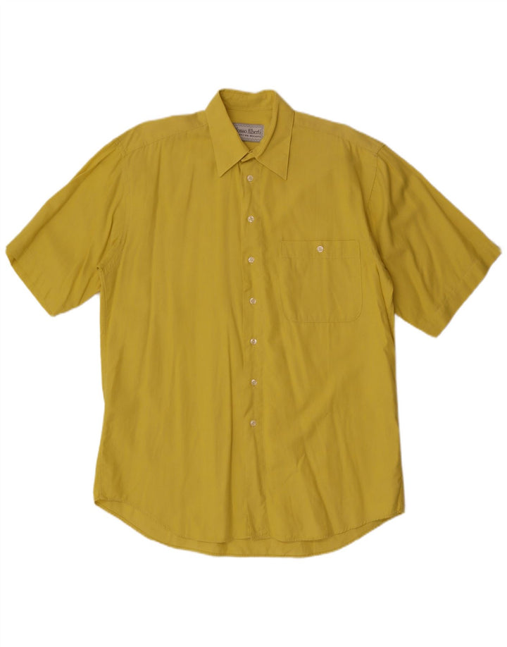 Vintage Mens Short Sleeve Shirt Large Yellow
