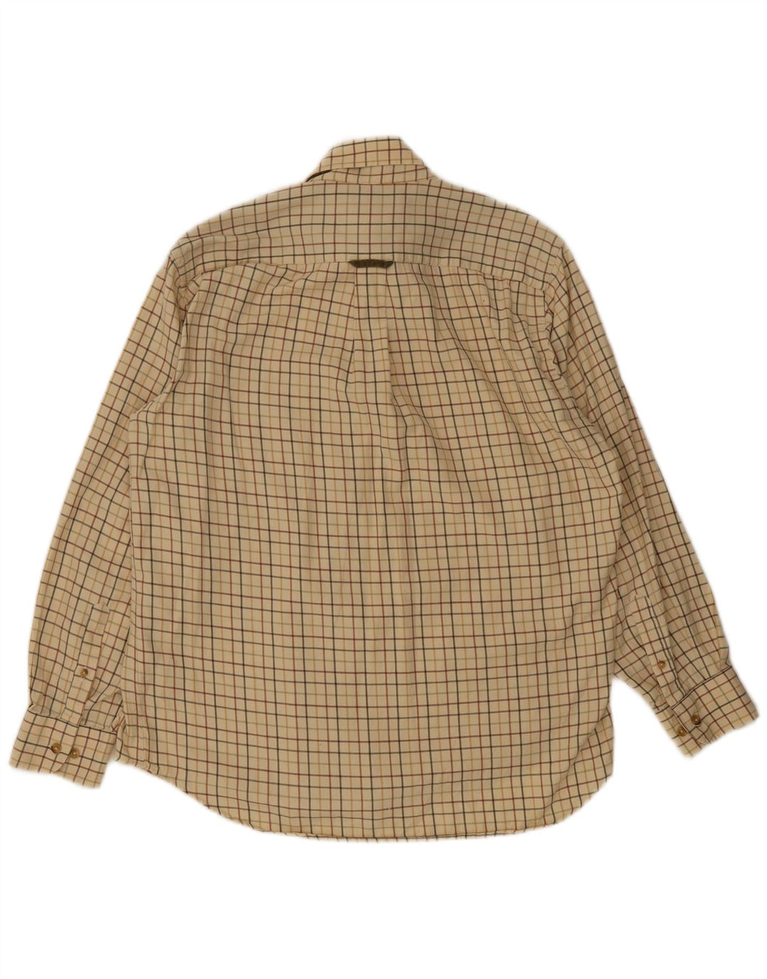 Barbour Mens Flannel Shirt Large Beige Check Cotton