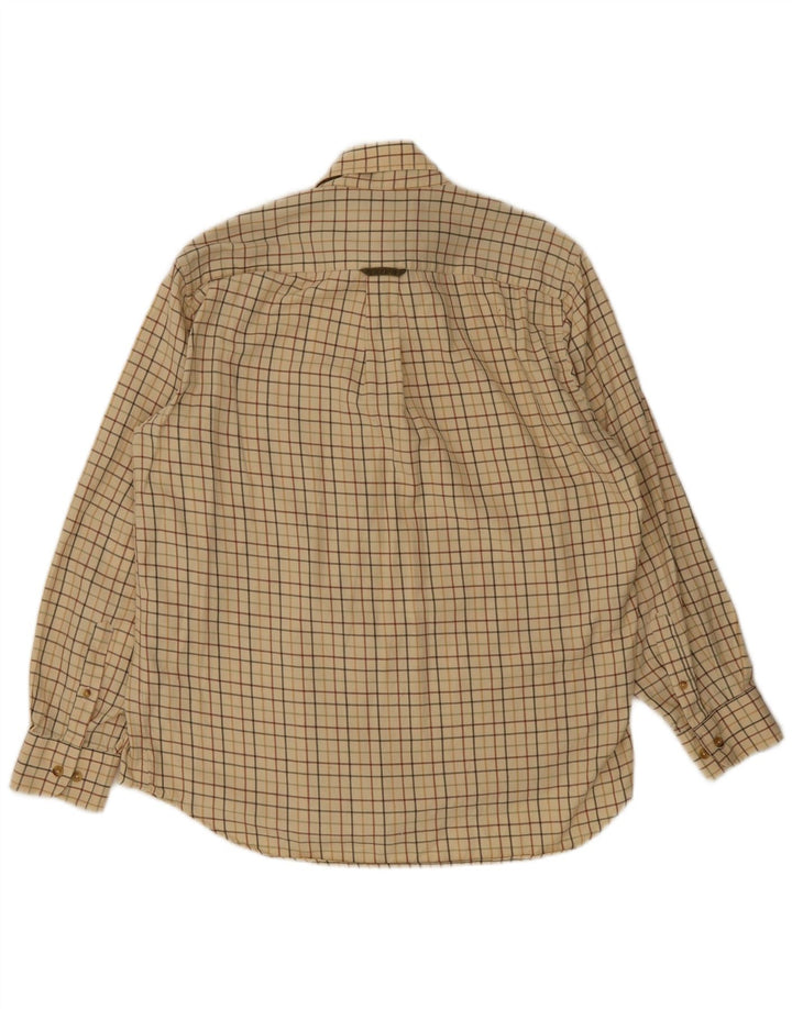 Barbour Mens Flannel Shirt Large Beige Check Cotton