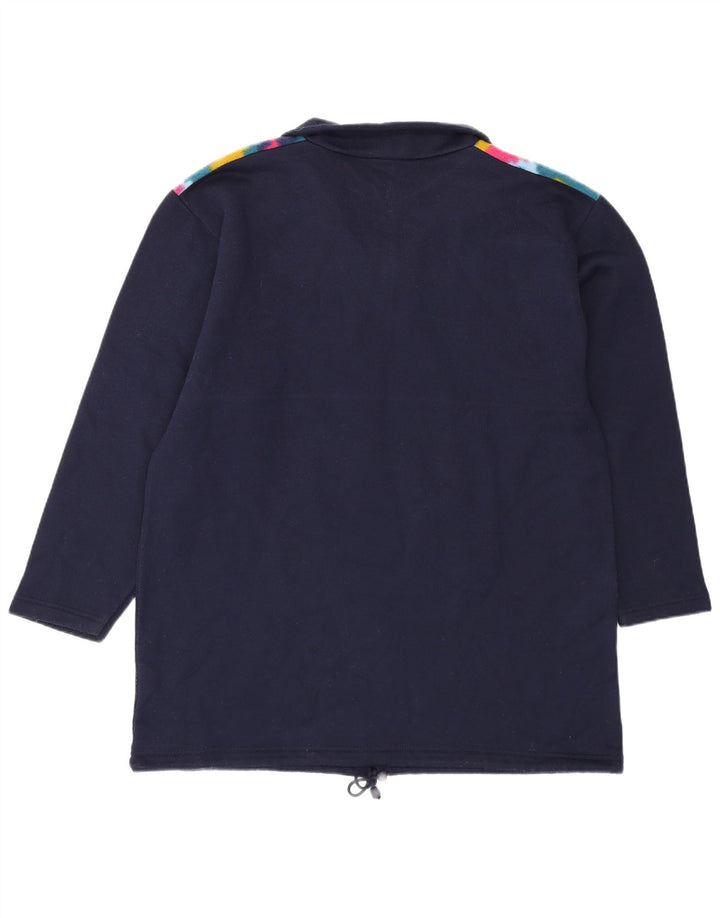 vintage Mens Zip Neck Pull Survêtement Top Grand Bleu Marine Géométrique